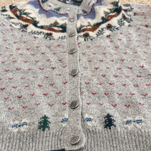 Vintage Woolrich Womens Fair Isle Mountain Button-up Wool Cardigan Sweater, sz M - Picture 11 of 14